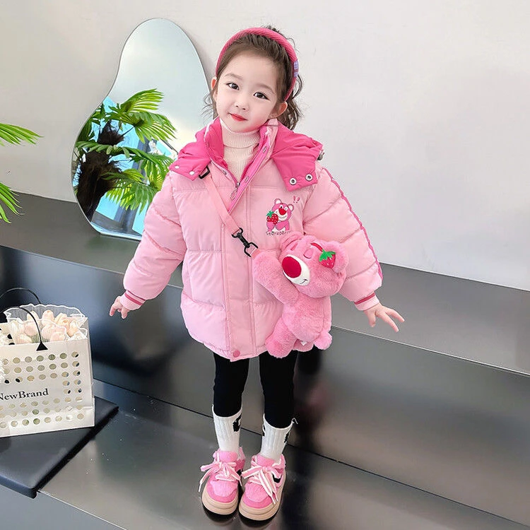 冬季童装加绒免洗草莓熊袄棉服