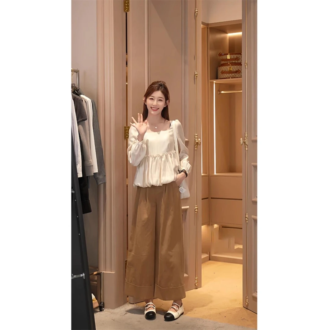 【万达撤柜】时尚气质减龄搭配一整套2024早秋新款衬衫裤子今年流