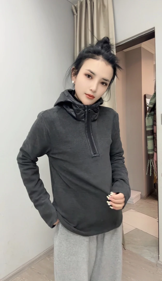 【次卓】长袖高弹力加厚连帽打底卫衣