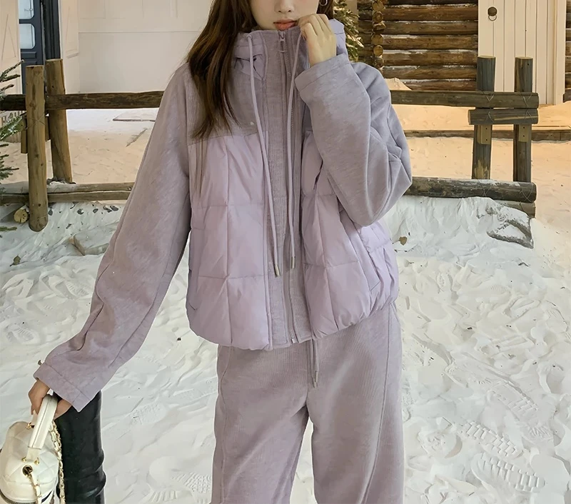 【LIANG】韩版慵懒风简约设计感棉服外套休闲裤时尚套装秋冬新款