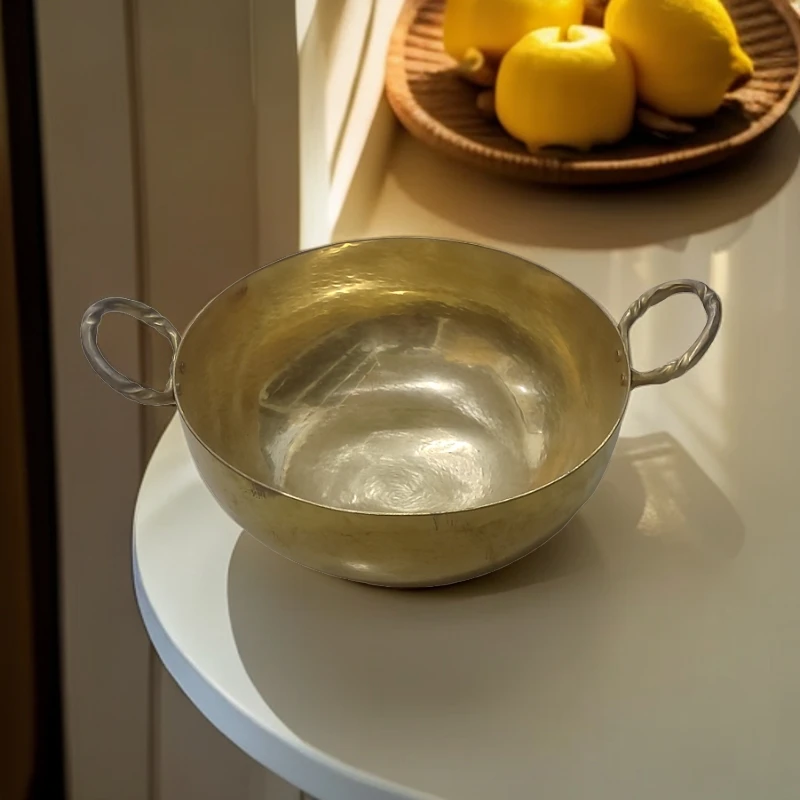 唐一社新款纯铜黄铜手工锻打原生态健康锅补铜无涂层不粘锅燃气灶