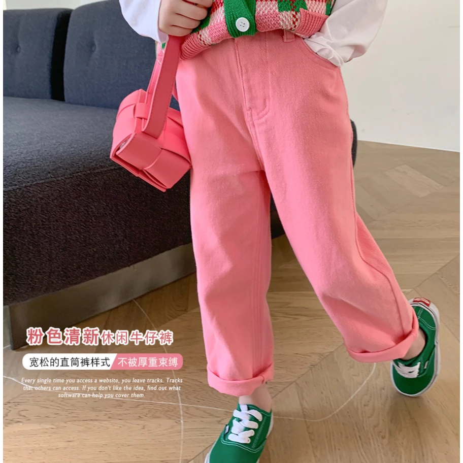 布丁哈鲁【现货】女童秋季休闲牛仔裤儿童春秋款长裤宝裤子22Q153