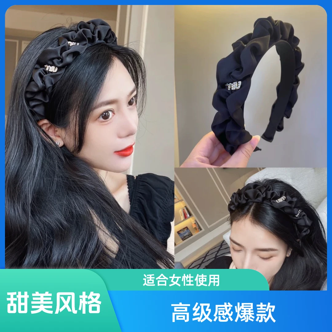高贵布艺发饰发箍字母黑色百搭整理高级感爆款气质时尚夏日饰品