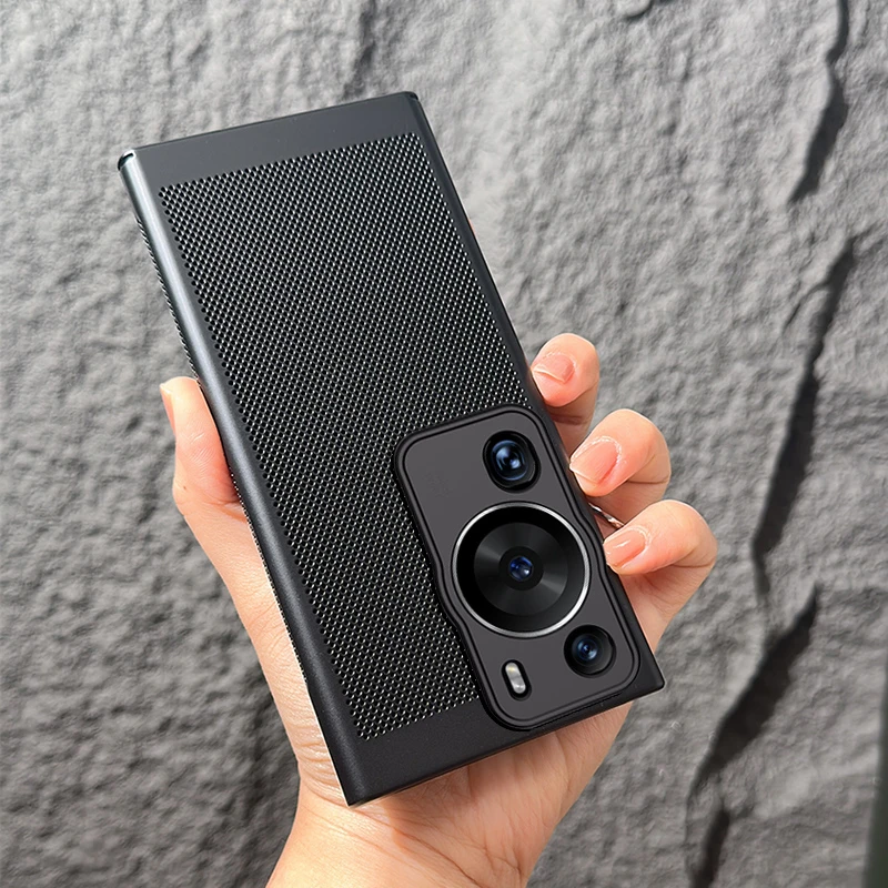 潮钻适用华为p60手机壳超薄镂空p60pro散热透气网孔全包镜头男款