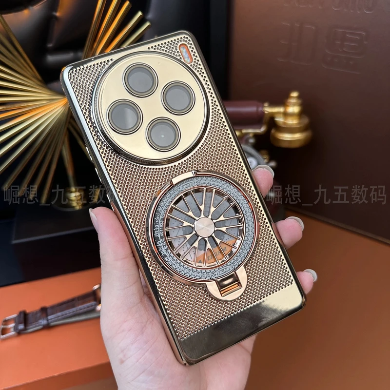 高级感高档适用VIVOX100手机壳轻奢超薄电镀散热支架镜头全包壳