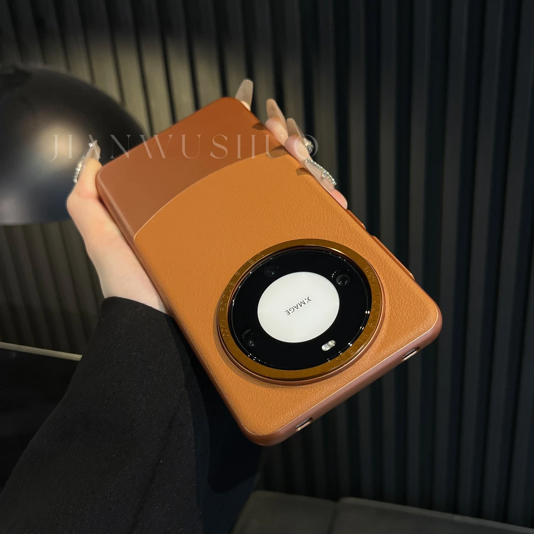 高端华为mate 60pro全包手机壳mate60新款素皮创意拼接保护套潮牌