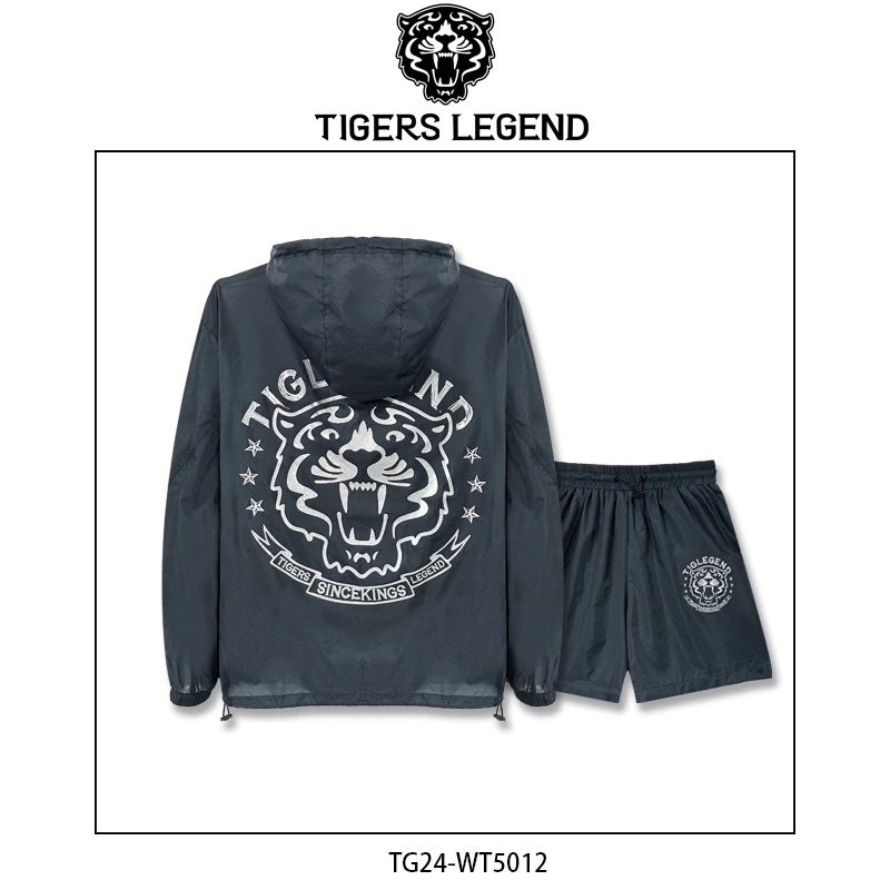 TIGERS LEGEND夏季潮流重工遮阳衣防晒长袖套装运动连帽 WT5013