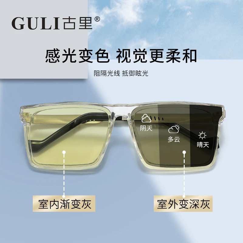 【日夜两用】潮流平板墨镜男时尚开车专用增亮高清个性方框太阳镜