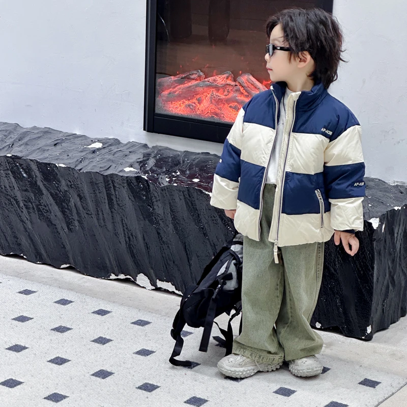 郝叔童品  HCB341  羽绒服儿童拼色撞色冬季拼接加厚保暖小童中童