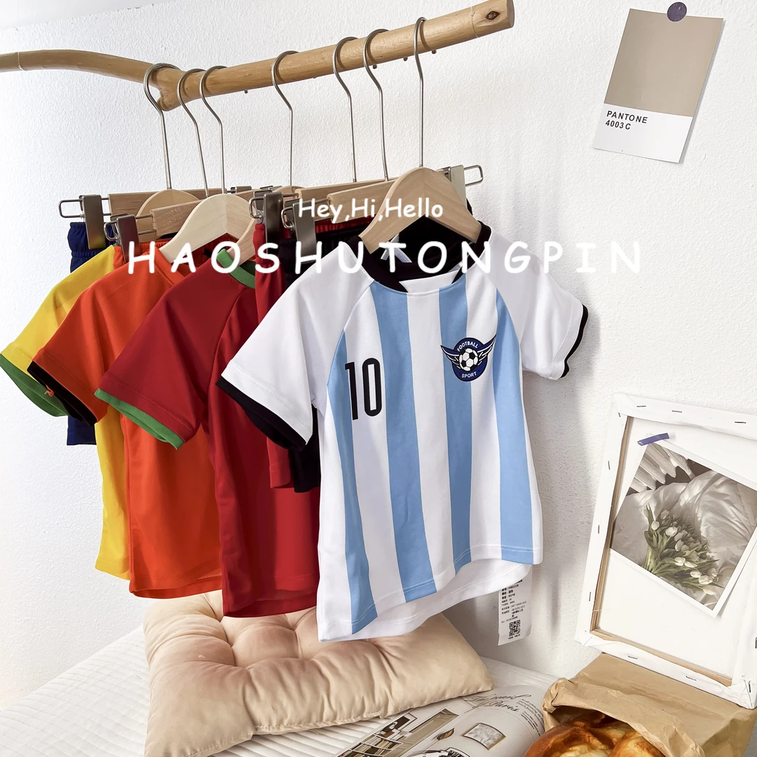 郝叔童品HW3228男童夏装儿童新款球衣宝宝夏季薄款运动短袖套装