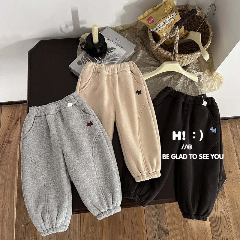 【现货】郝叔童品秋冬新款时尚男童加绒针织长裤2024洋气网红HL4421