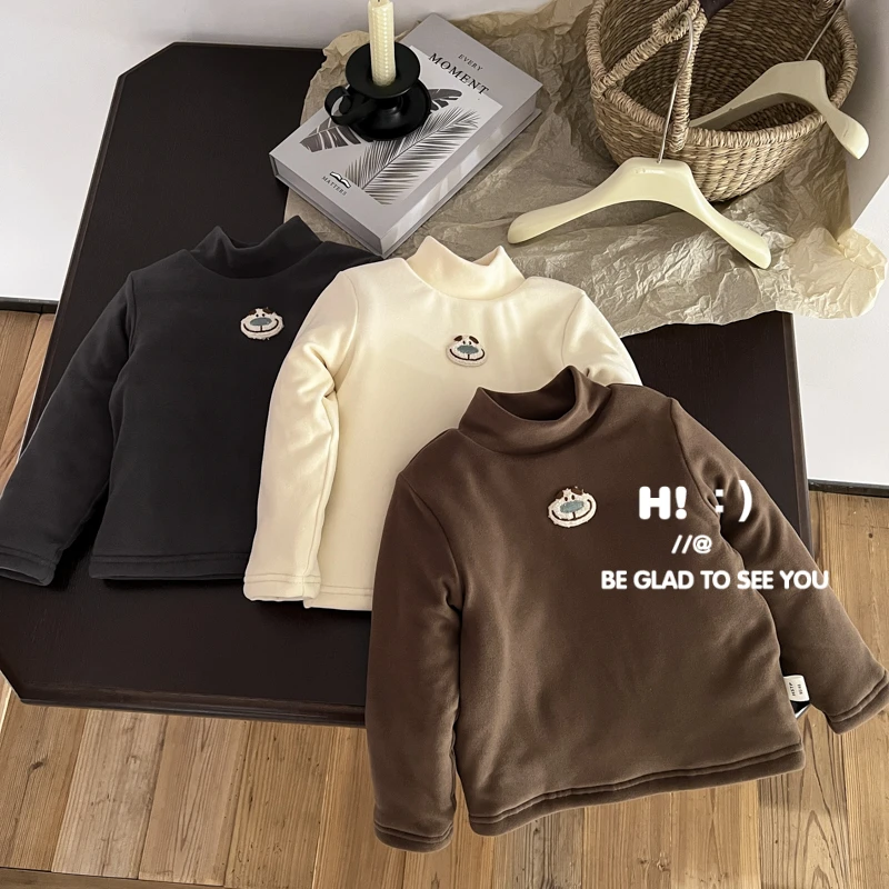 郝叔童品秋冬新款潮流男童夹棉打底衫2024时尚洋气上衣HL43162