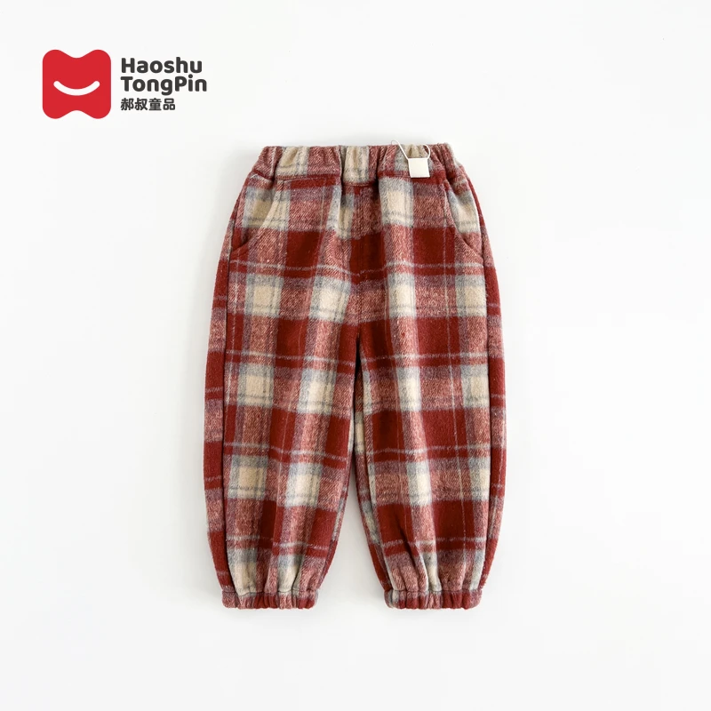 【现货】郝叔童品秋冬新款2024女童潮流加绒格子长裤时尚潮HL43137