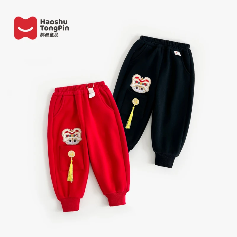 【年服】郝叔童品秋冬新款潮流2025年装加绒针织男童长裤潮HZ4469