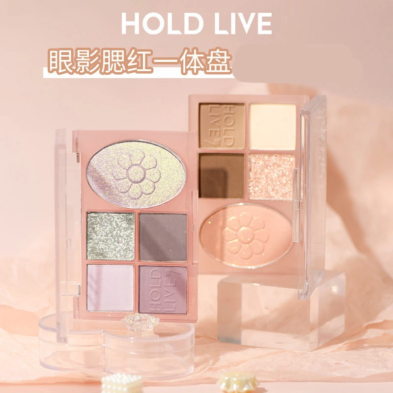 HOLD LIVE拾光印象五色眼影盘渐变珠哑光大地色腮红高光一体新手