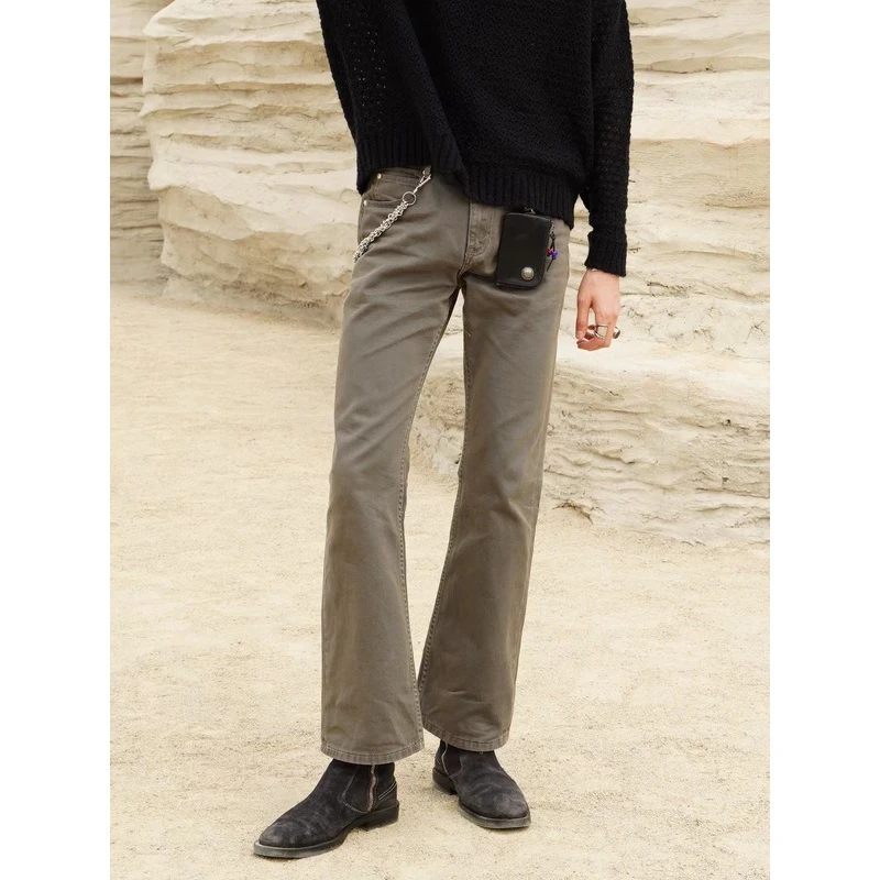 Retro 21 R21 春夏新款 经典基础百搭复古洗水灰绿色喇叭牛仔裤