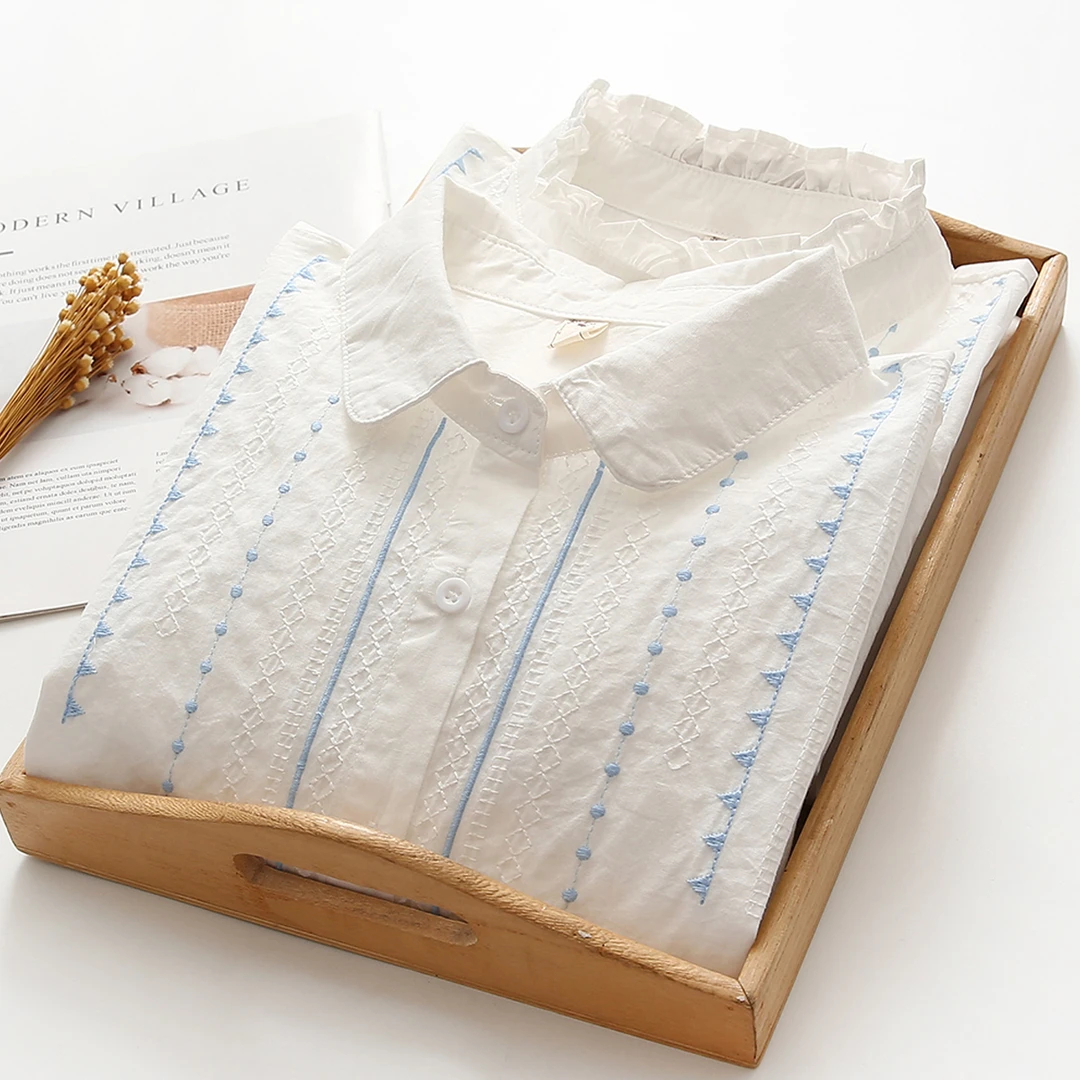 娃娃领衬衫春秋季2024新款法式设计感小众高级感内搭长袖上衣女冬