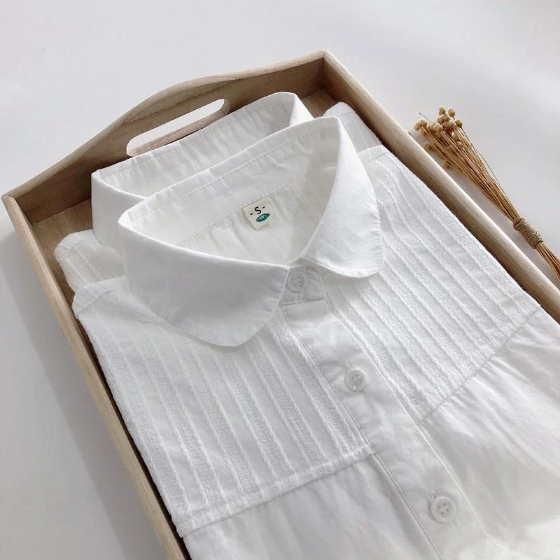 白色衬衫女新款春秋洋气减龄配马甲内搭叠穿打底衫上衣小个子衬衣