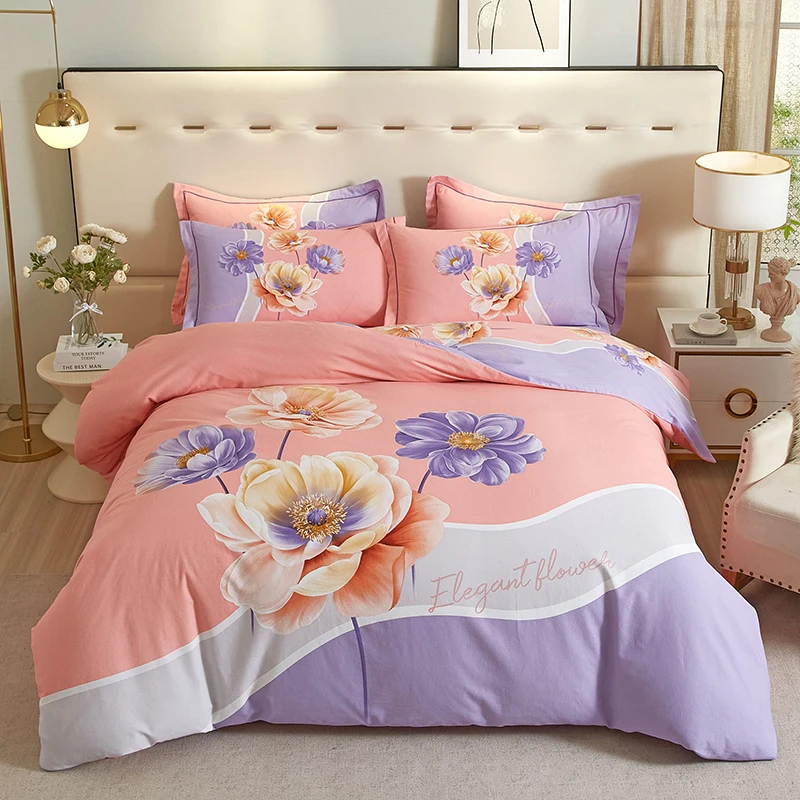 秀嫂家纺 2025新款全棉斜纹印花四季款四件套四件套纯棉100%全棉