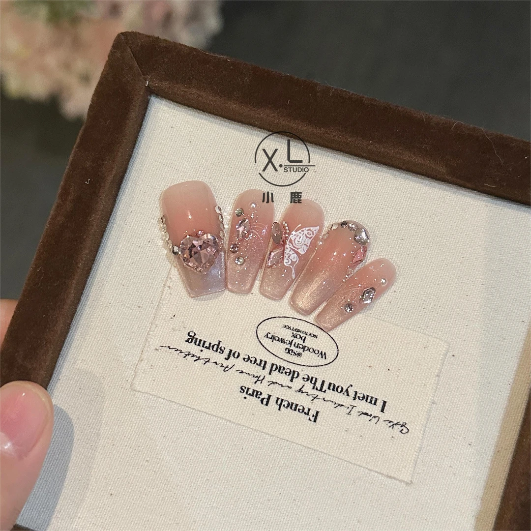 【丘比特】手工穿戴式贴钻蝴蝶指甲贴美少女卸甲片