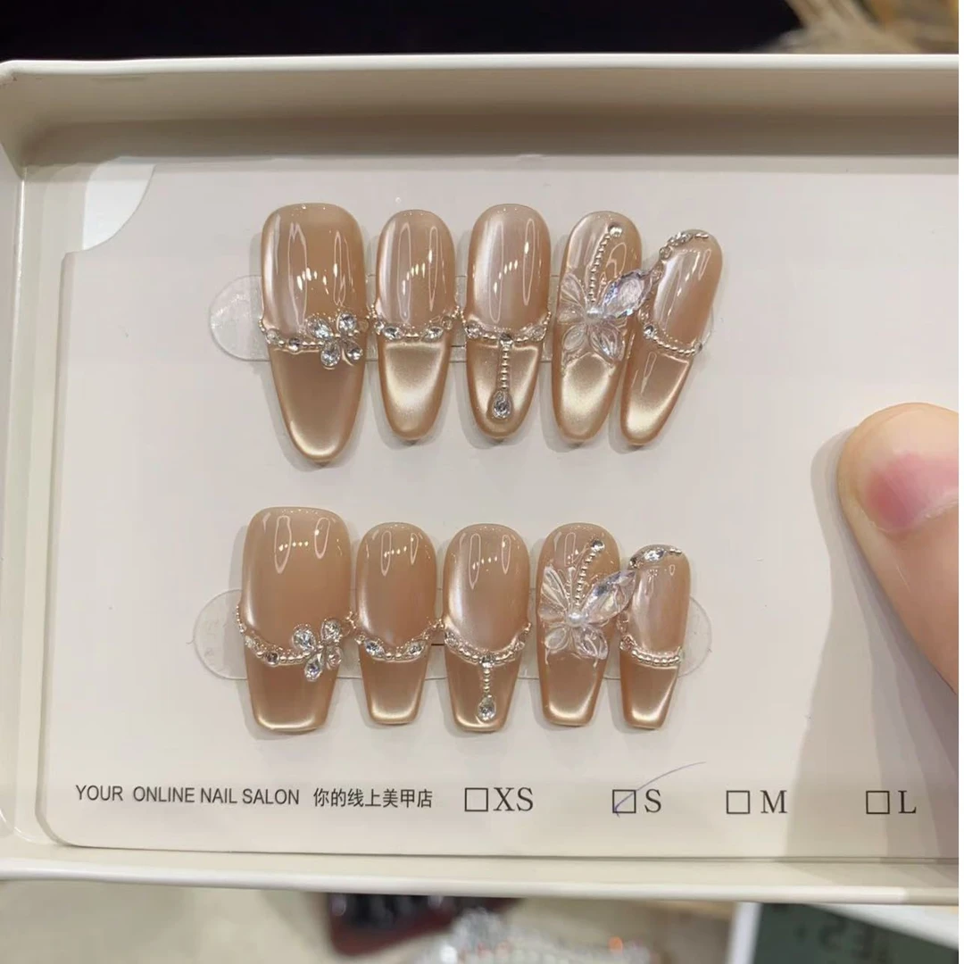 【蝶翼双飞】纯手工穿戴甲指尖显白指甲贴现