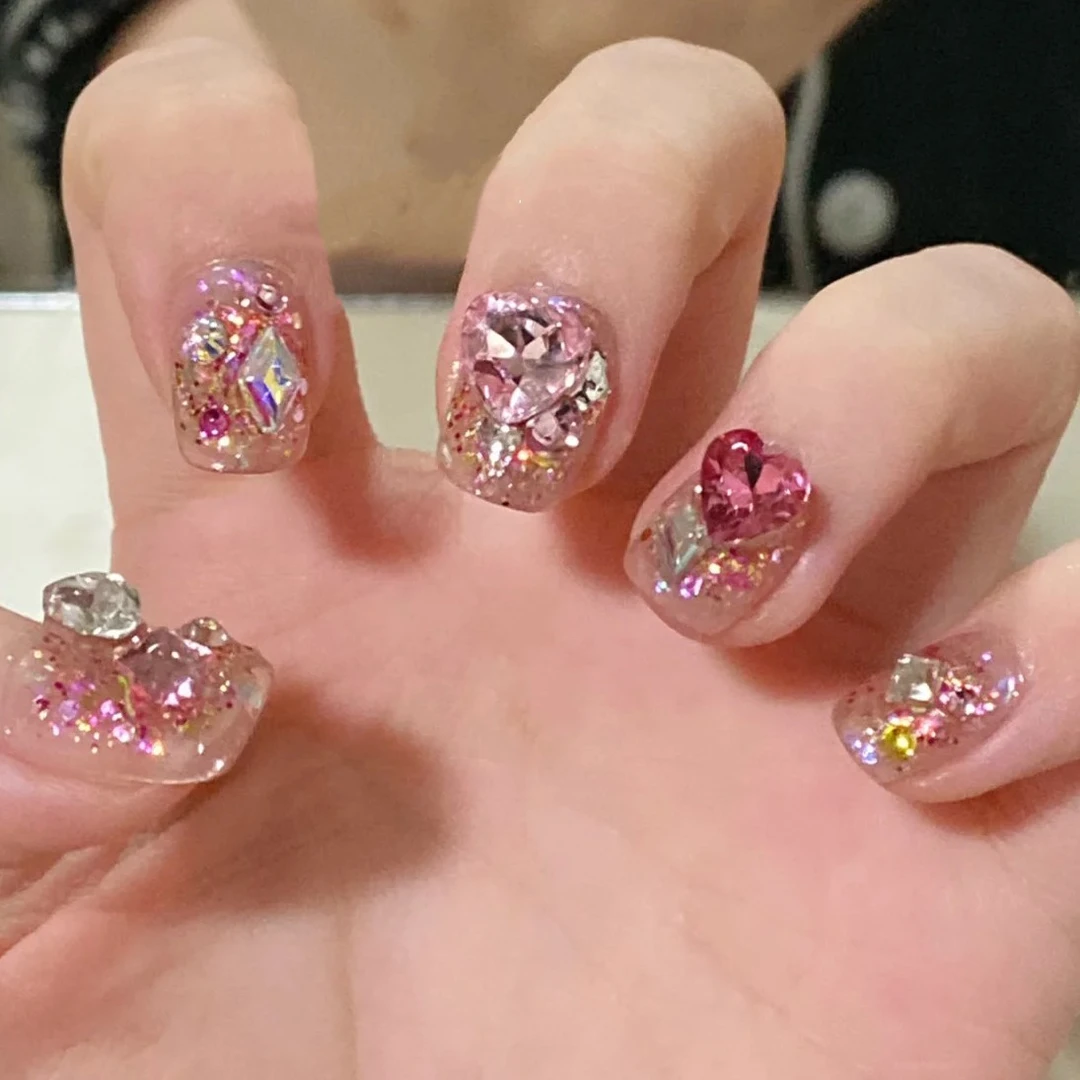 【掉钻包补】【甜心】手工定制秋冬超显白光疗穿戴甲