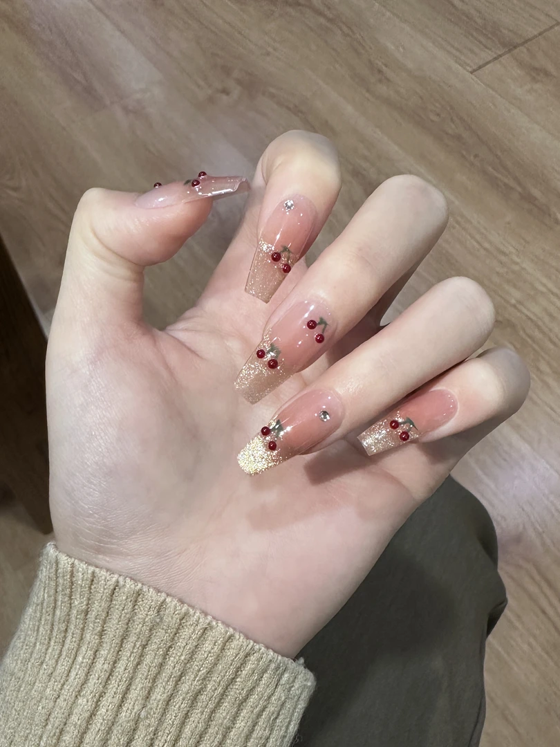 【小樱桃】纯手工穿戴甲美甲贴片可拆卸指甲贴片10片装