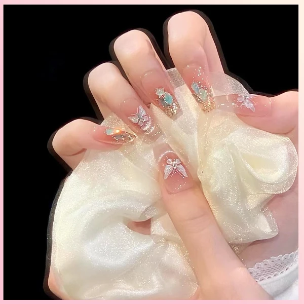 【梦蝶】晕染蝴蝶气质显白光疗美甲穿戴甲纯手工穿戴甲