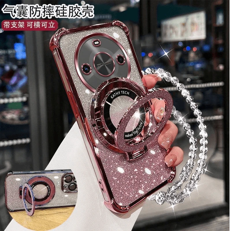 气囊防摔畅享70X手机壳TYH641M轻奢女款全包保护镜头闪粉支架手链