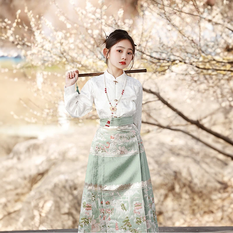 忆江南【崇光】女童汉服马面裙儿童织金中式亲子明制日常复古风高端