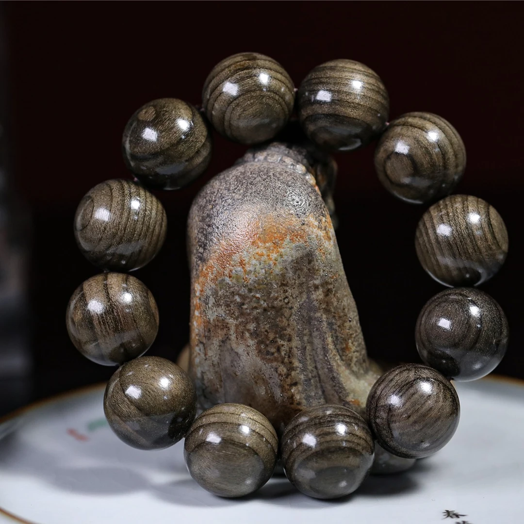 2.0阴沉木手串油性水波纹尺寸产品品牌规格退换把玩