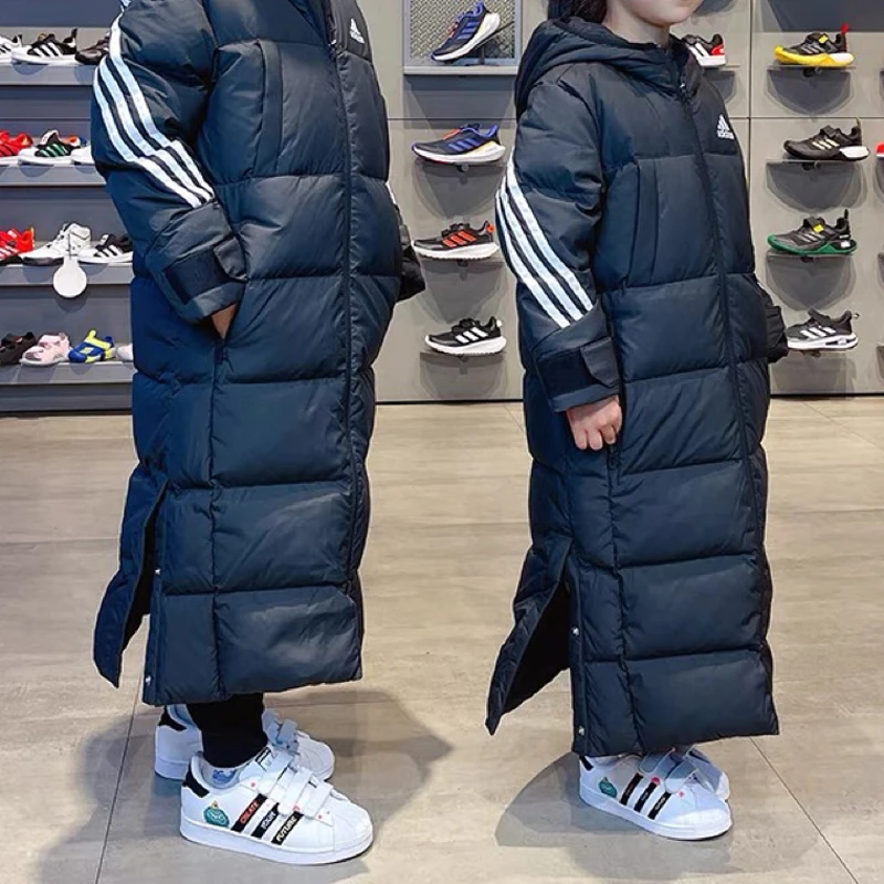 Adidas 阿迪达斯 中大童少年运动休闲防风保暖长款羽绒服 H45042