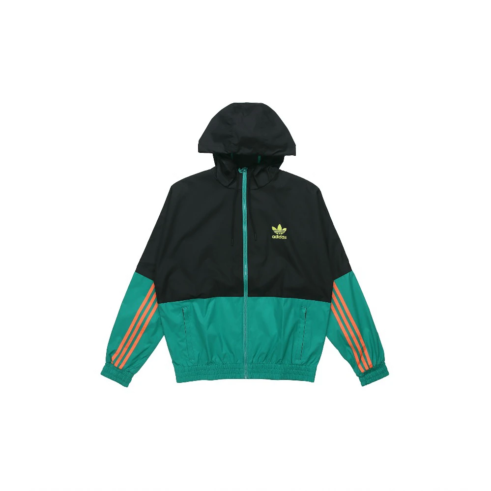 Adidas三叶草秋季经典三条杠大logo拼接撞色立领夹克外套GK5923