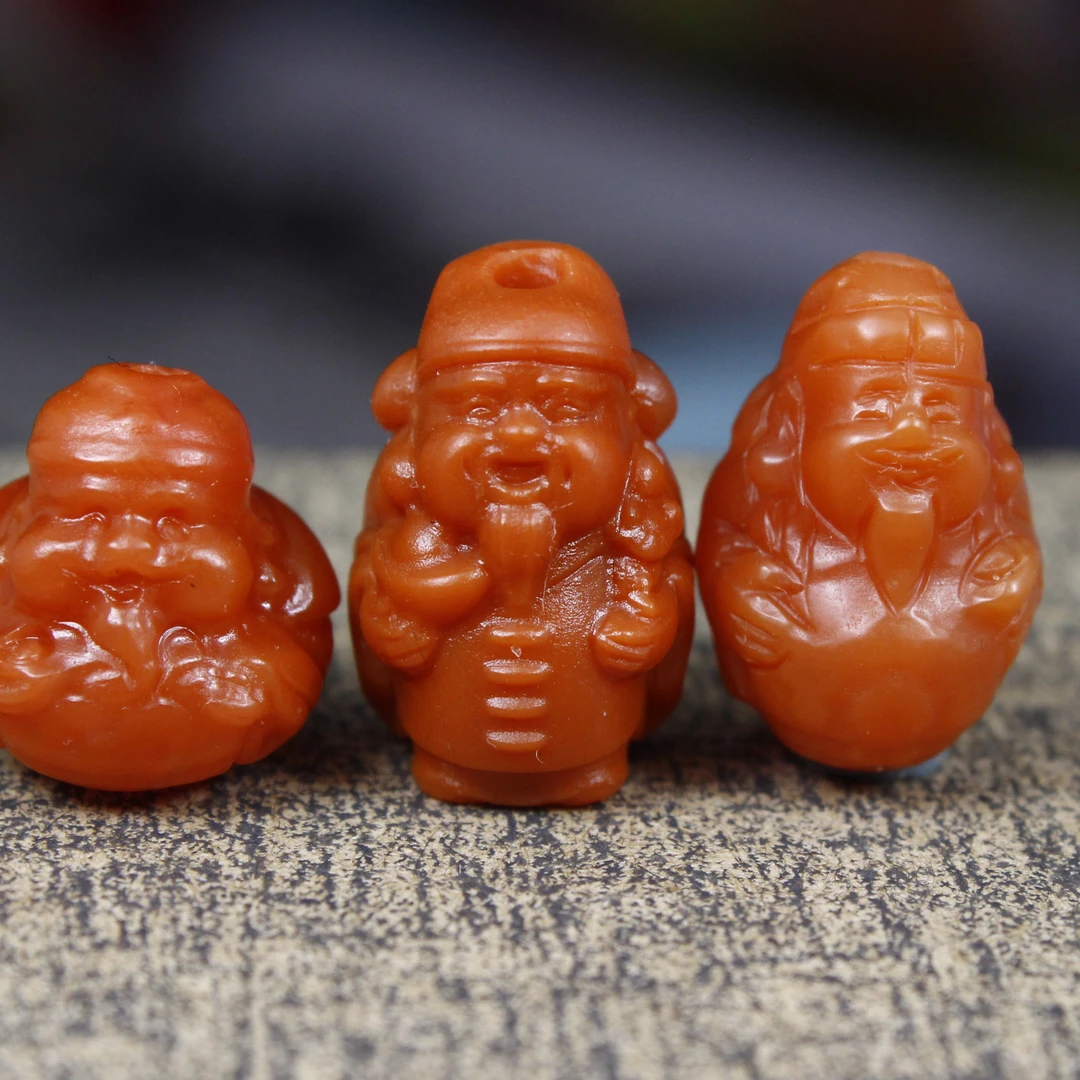 天然南红玛瑙财神凉山满肉柿子红天地孔哑光贝云配饰配珠吊坠挂件