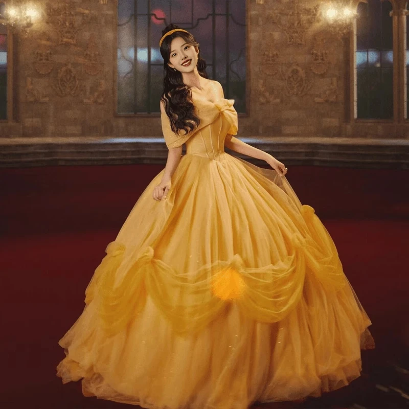 一字肩cosplay在逃公主裙高级感成人礼生日宴会礼服裙艺考演出服