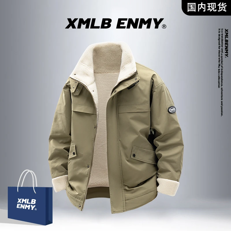【品牌现货撤柜】XMLBENMY羊羔绒外套男士冬季加绒加厚保暖时尚夹克