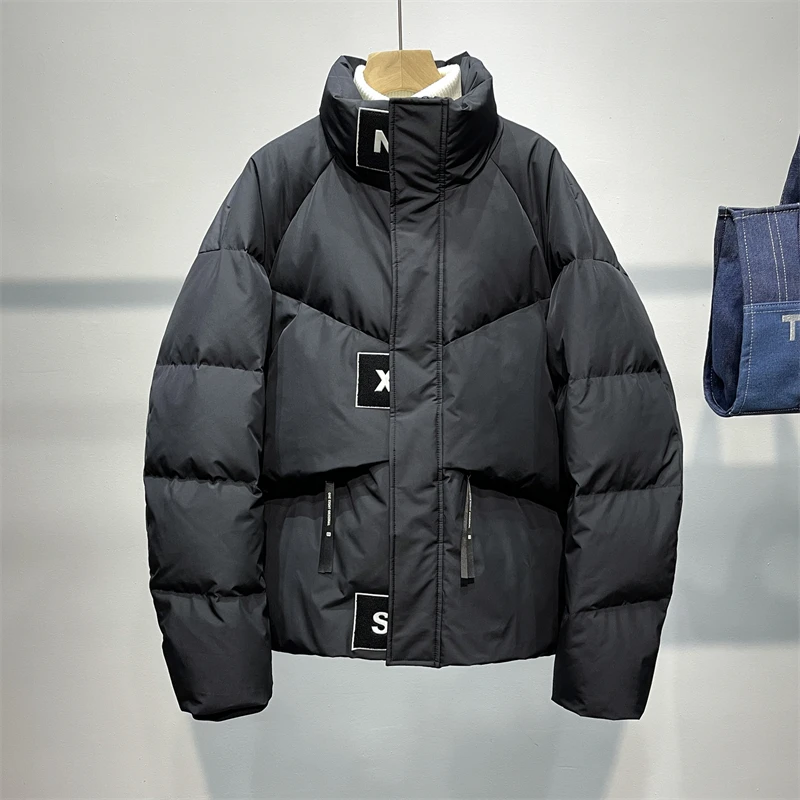 刺绣高端羽绒服男冬季潮牌痞帅外套2023新款美式设计感保暖面包服