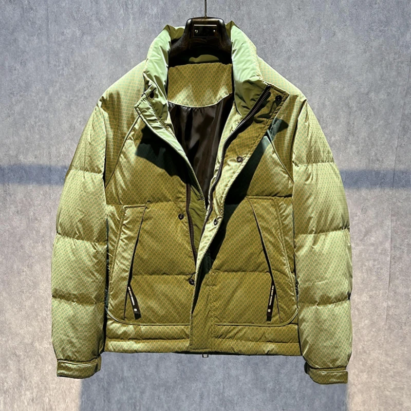 轻薄格纹羽绒服男冬季潮牌高端2023新款美式潮流帅气宽松保暖外套