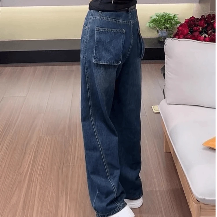 大码女装秋季高腰弯刀牛仔裤胖裤子女款爆款阔腿裤新款