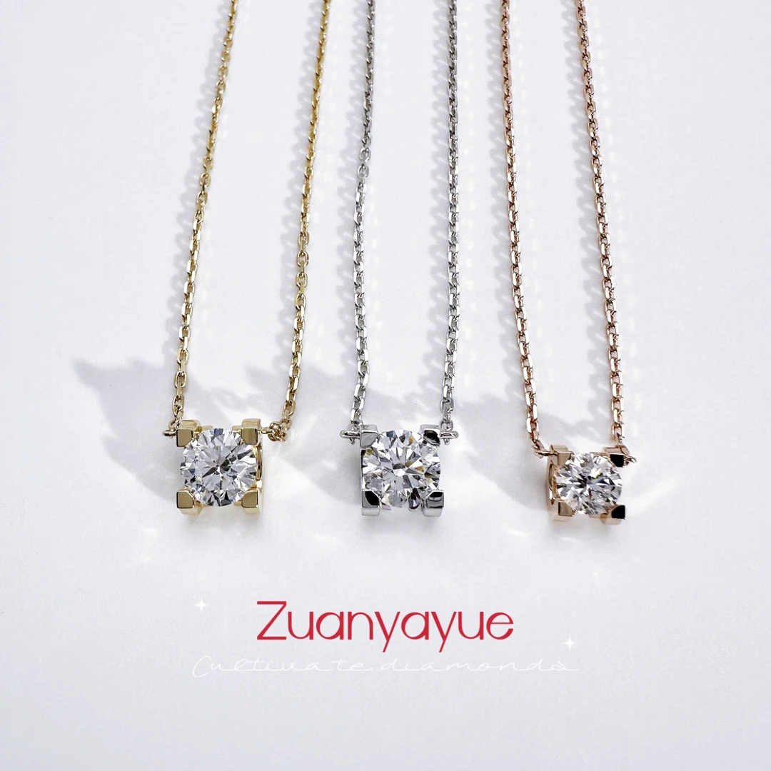 实验室培育钻石牛头项链18K金镶嵌实验室培育钻石牛头吊坠女项链