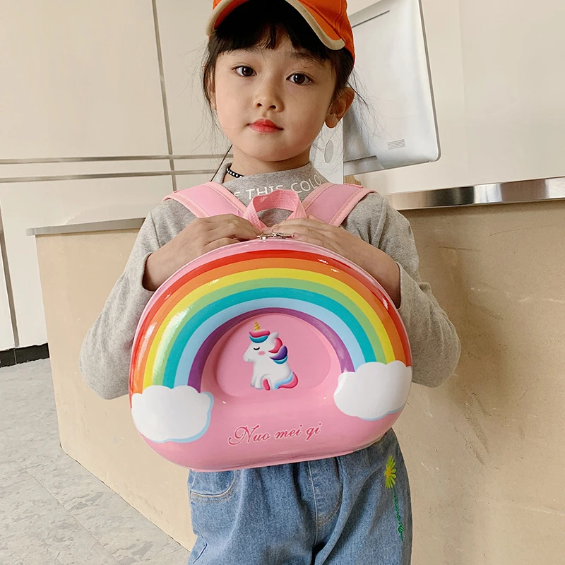 宝宝彩虹儿童男女孩书包蛋壳背包幼儿园双肩背洋气韩版时尚休闲包