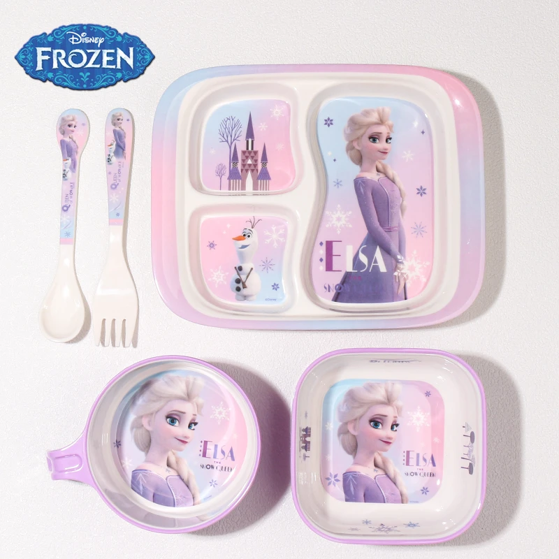迪士尼儿童餐盘艾莎公主食品级分格餐具爱莎3-6-12岁女陔专用饭碗