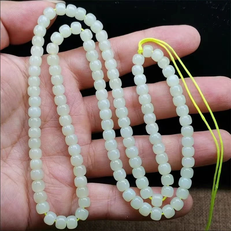 青海昆仑山黄口老型珠卡6×8MM108颗珠链长链气质时尚百搭【030】