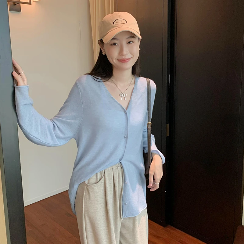 慵懒松弛感宽松针织开衫上衣女早秋新款高质量韩系穿搭