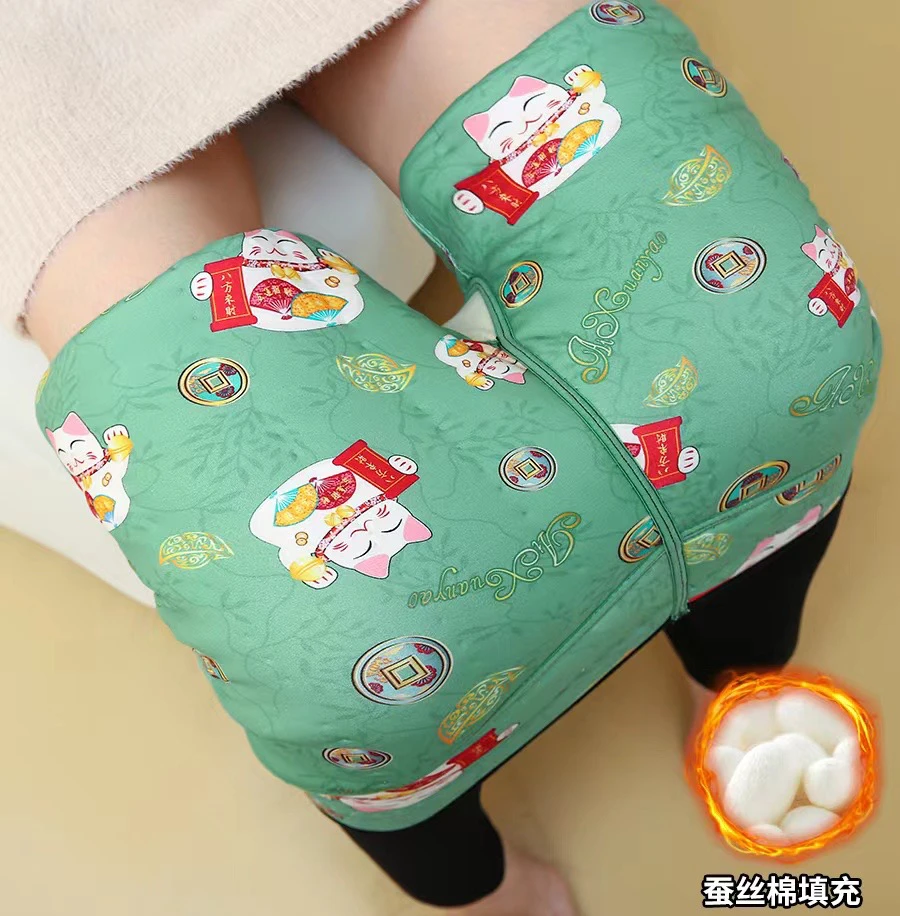 新款高腰蚕丝保暖裤外穿弹力修身