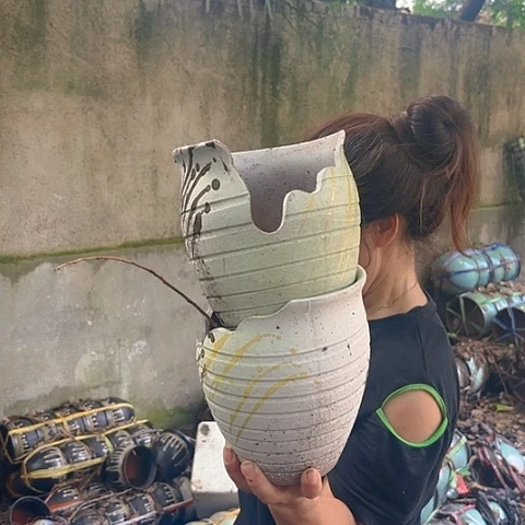 红陶20CM（含）-50CM（不含）白缺口微瑕两个