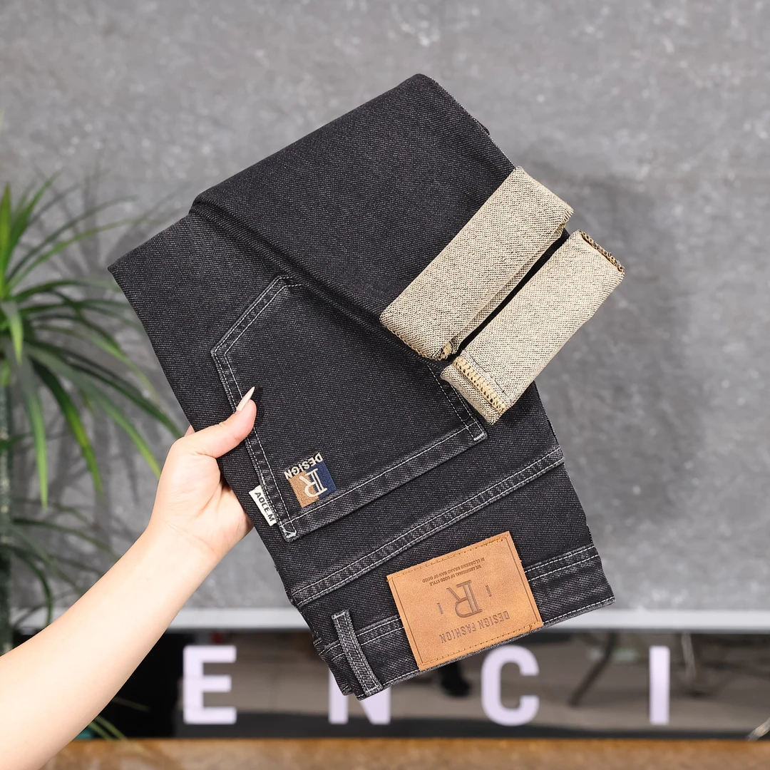 2025春季新款时尚百搭牛仔裤轻奢潮流休闲印花弹力男士牛仔裤#908