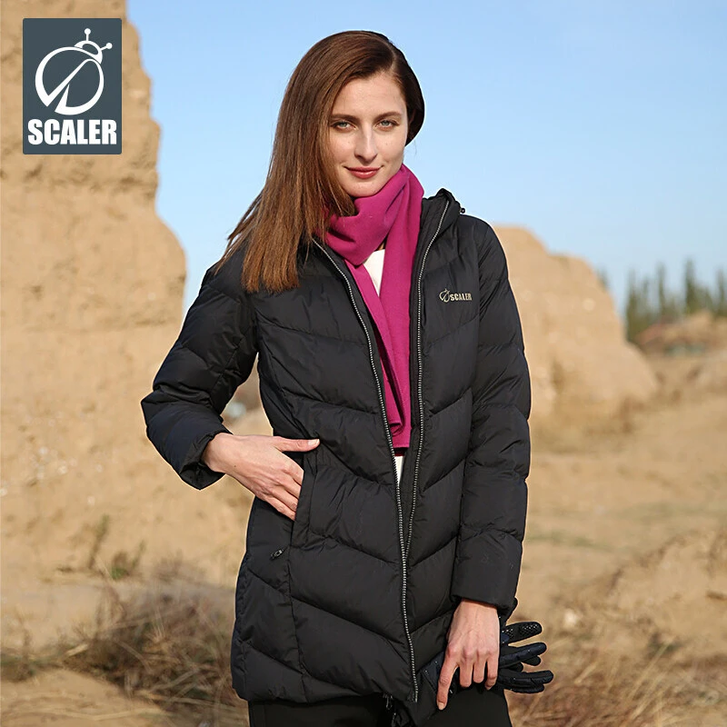 秋冬鹅绒羽绒服女士中长款防风加厚羽绒连帽通用F9061360