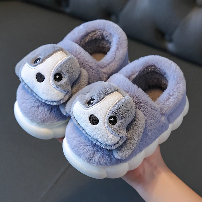 男童棉拖鞋冬2024新款室内儿童毛拖鞋包跟女孩宝宝防滑中大童家居