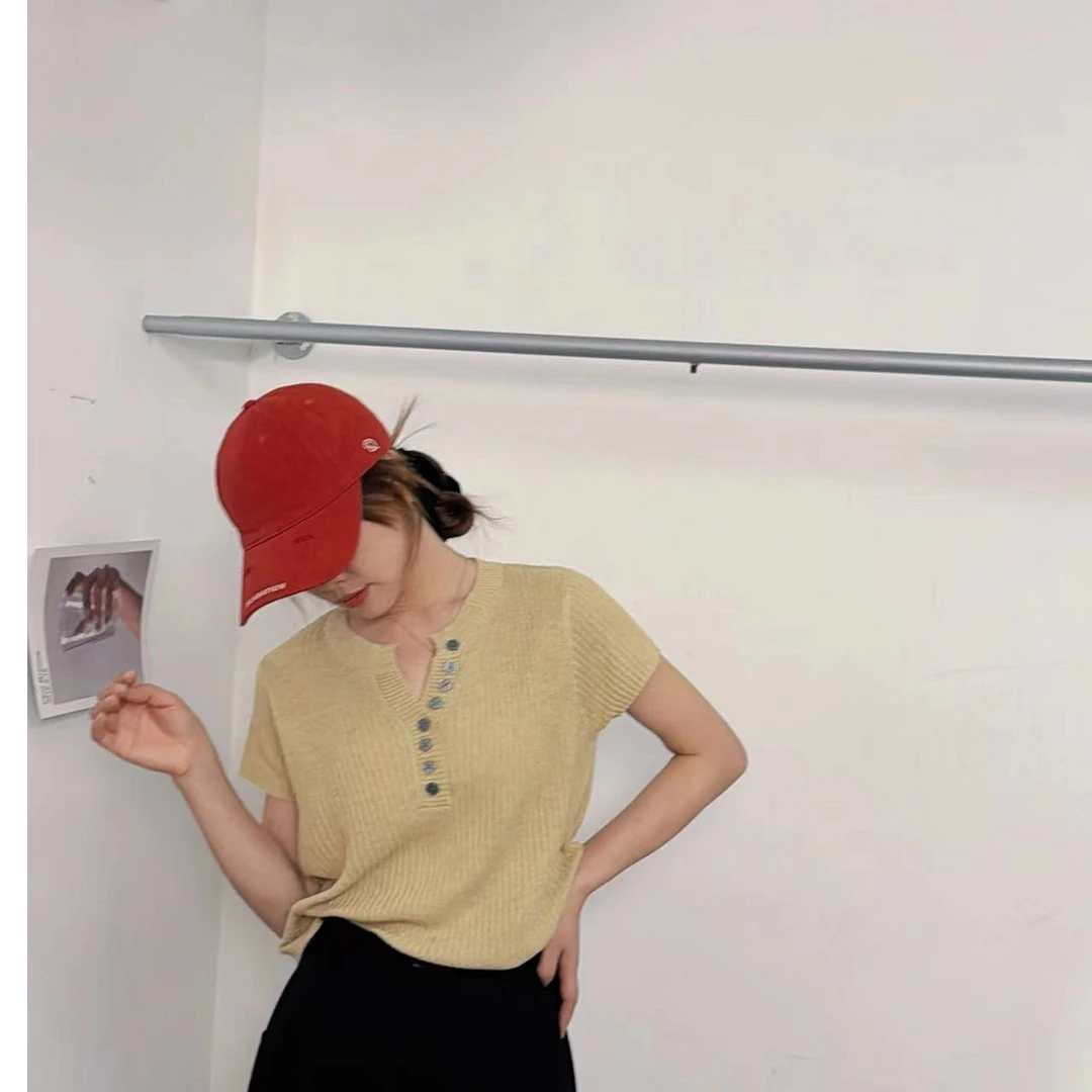正肩薄款针织衫女2024新款夏季设计感小众减龄百搭短款上衣服